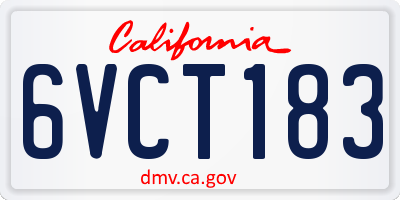 CA license plate 6VCT183