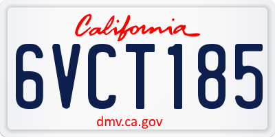 CA license plate 6VCT185