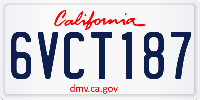 CA license plate 6VCT187