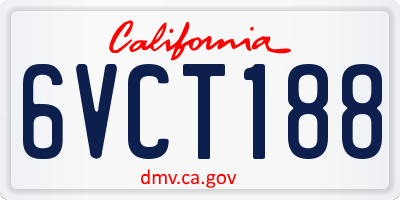 CA license plate 6VCT188