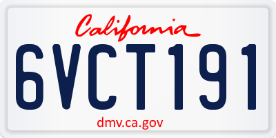 CA license plate 6VCT191