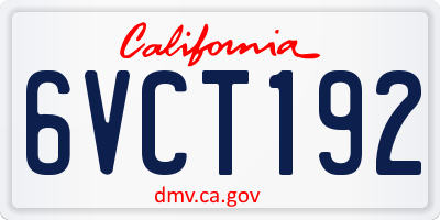 CA license plate 6VCT192
