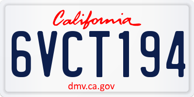 CA license plate 6VCT194