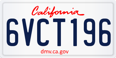CA license plate 6VCT196