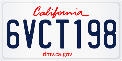 CA license plate 6VCT198