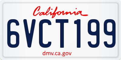 CA license plate 6VCT199