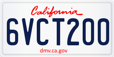 CA license plate 6VCT200