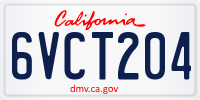 CA license plate 6VCT204