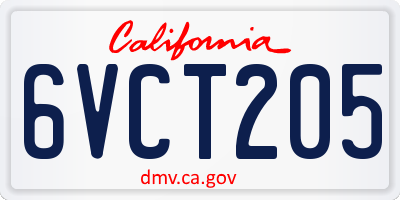 CA license plate 6VCT205