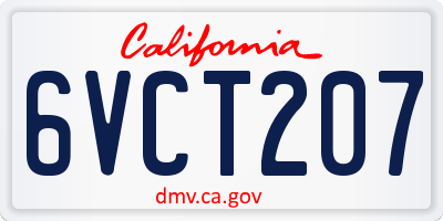 CA license plate 6VCT207