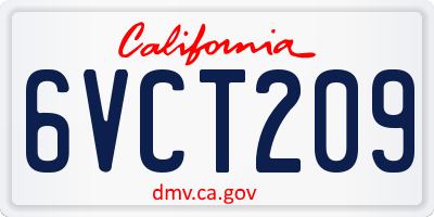 CA license plate 6VCT209