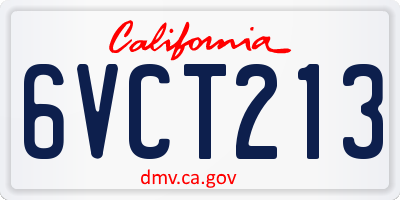 CA license plate 6VCT213