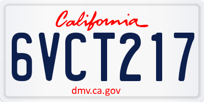 CA license plate 6VCT217