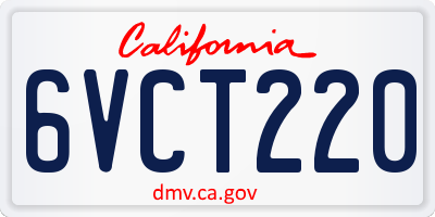 CA license plate 6VCT220