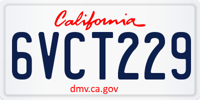 CA license plate 6VCT229