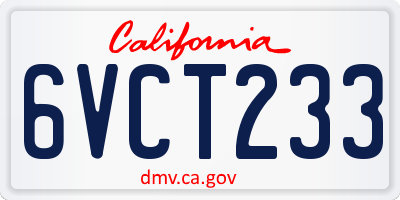 CA license plate 6VCT233