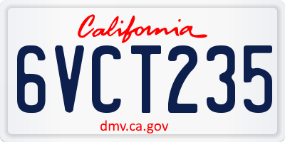 CA license plate 6VCT235