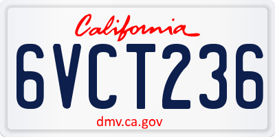 CA license plate 6VCT236