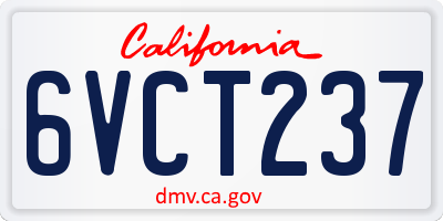 CA license plate 6VCT237