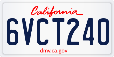 CA license plate 6VCT240