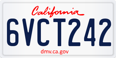 CA license plate 6VCT242