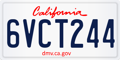 CA license plate 6VCT244