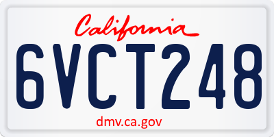 CA license plate 6VCT248