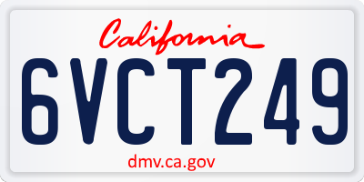 CA license plate 6VCT249