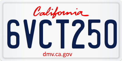 CA license plate 6VCT250