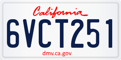 CA license plate 6VCT251