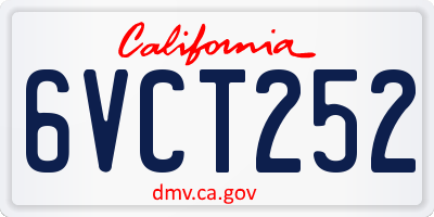 CA license plate 6VCT252