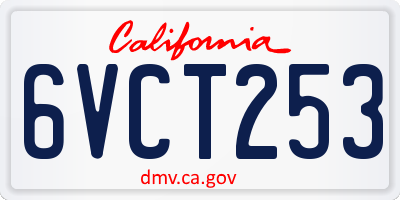 CA license plate 6VCT253