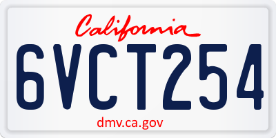 CA license plate 6VCT254