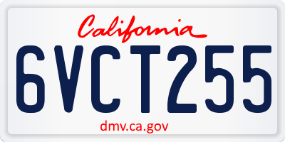 CA license plate 6VCT255