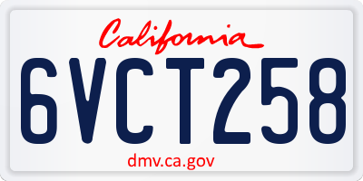 CA license plate 6VCT258
