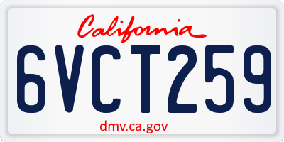 CA license plate 6VCT259