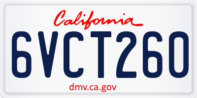 CA license plate 6VCT260