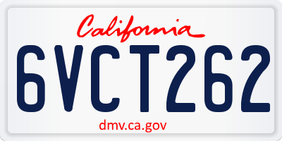CA license plate 6VCT262