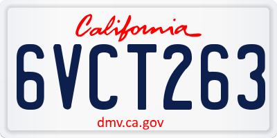 CA license plate 6VCT263