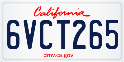 CA license plate 6VCT265