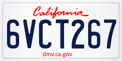 CA license plate 6VCT267