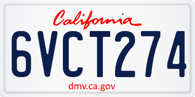 CA license plate 6VCT274