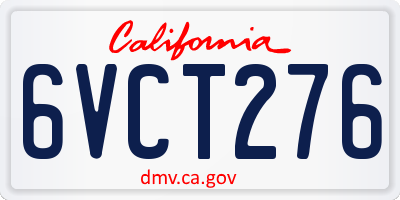 CA license plate 6VCT276