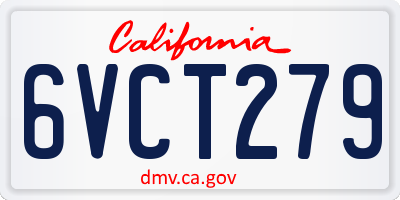 CA license plate 6VCT279