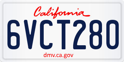 CA license plate 6VCT280