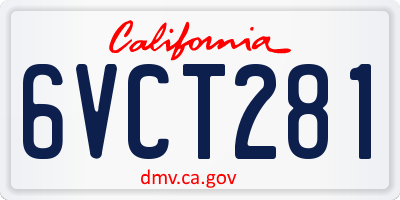 CA license plate 6VCT281