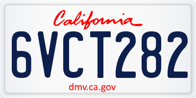 CA license plate 6VCT282