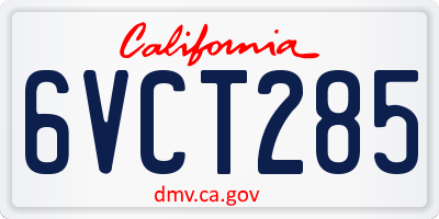 CA license plate 6VCT285