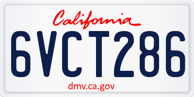 CA license plate 6VCT286