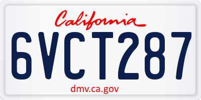 CA license plate 6VCT287